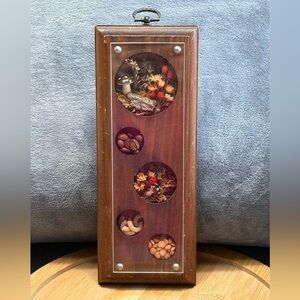 Vintage 1970’s Handmade Dried Flower Grains Trinket Shadow Box Mushrooms MCM